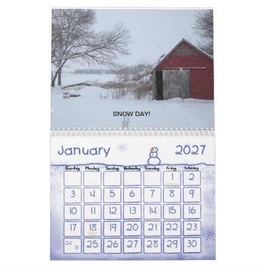 Mural Calendrier rural de qualité de l'Amérique (Jan 2027)