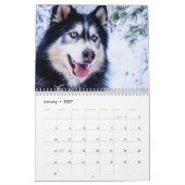 Mural Calendrier Sibérien Husky Chien 2026 (Jan 2027)