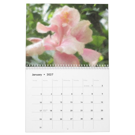 Mural Calendrier tropical hawaïen de Flora 2015 (Jan 2027)