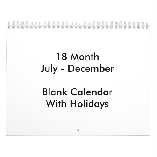 Mural Calendrier vierge de 18 mois avec jours fériés (Protection)