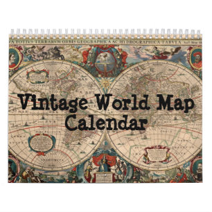 Mural Calendrier vintage de carte du monde