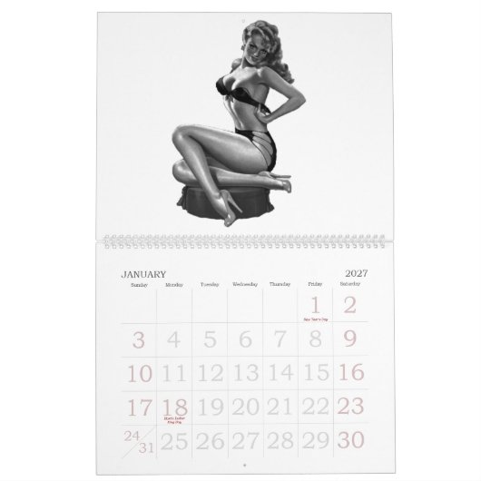 Mural Calendrier Vintage fille-cache 13 images (Jan 2027)