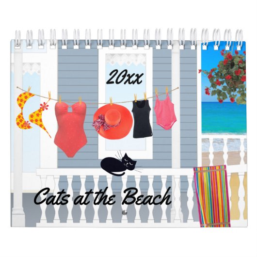 Mural Chats sur le calendrier de plage (Protection)