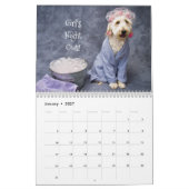 Mural Chien blanc drôle Calendrier Doodle doré (Jan 2027)
