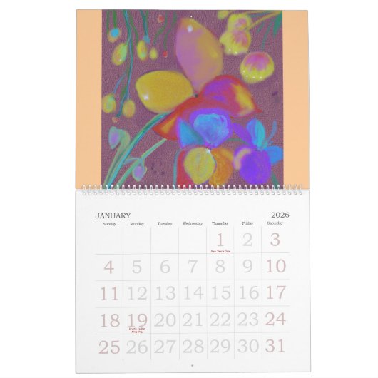 Mural DIGITAL ABSTRAIT FLEURIT le calendrier (Jan 2026)