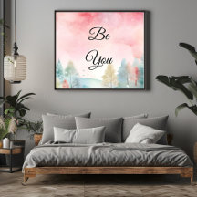 Aquarelle rose-gisted Motivational quote Wall Art