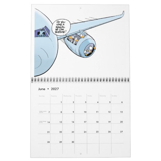 Mural Funny Aviation Comics Calendrier (Jun 2027)