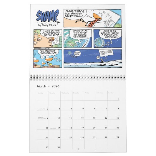 Mural Funny Aviation Comics Calendrier (Mar 2026)