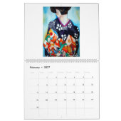 Mural Geisha et calendrier japonais d'art de Koi (Feb 2027)