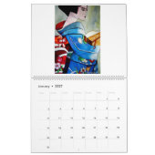Mural Geisha et calendrier japonais d'art de Koi (Jan 2027)