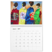 Mural Geisha et calendrier japonais d'art de Koi (Mar 2027)