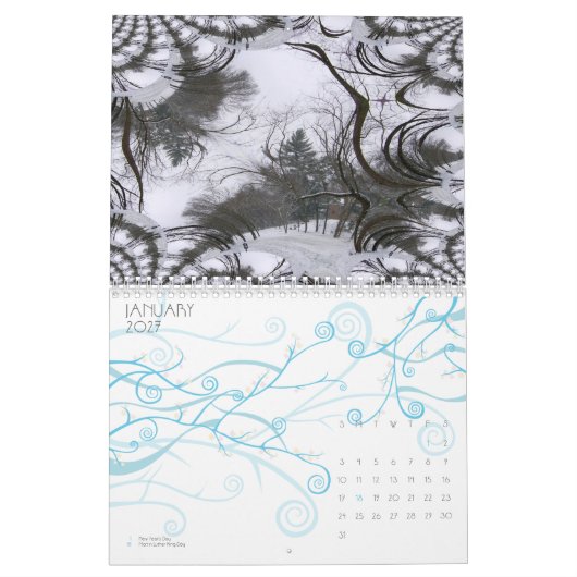 Mural Heure du calendrier fractal (Jan 2027)