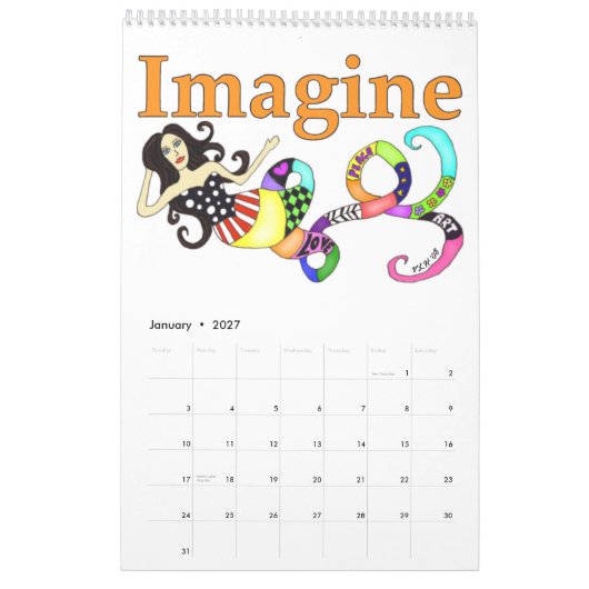 Mural Imaginez le calendrier de sirène et d'amis 2012 (Jan 2027)