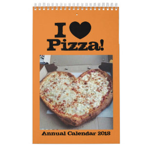 Mural J'aime le calendrier annuel 2018 de pizza