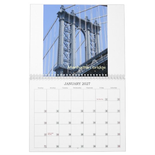 Mural J'aime le calendrier de New York (Jan 2027)