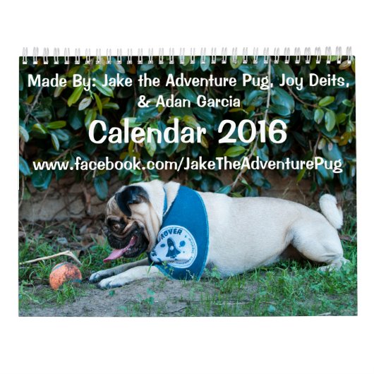 Mural Jake le calendrier du carlin 2016 d'aventure (Dos)
