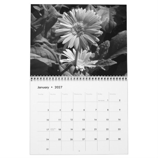Mural La beauté du calendrier noir et blanc (Jan 2027)