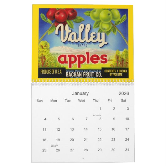 Mural La caisse vintage de produit marque le calendrier (Jan 2026)