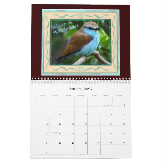 Mural Le calendrier d'usine de plume (Jan 2027)