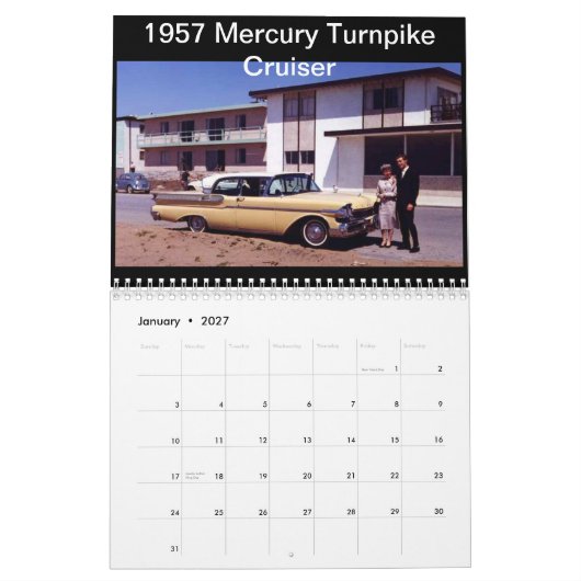 Mural Les voitures classiques du vieux calendrier de (Jan 2027)