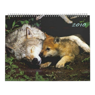 Mural Loups avec petits 2010 Calendrier