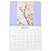 Mural Oiseaux, arbres et calendrier japonais de fleurs (Mar 2026)