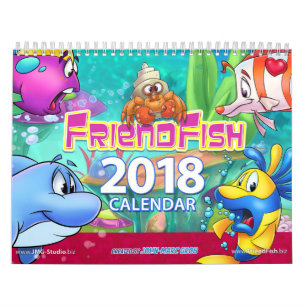 Mural Poissons 2018 de bande dessinée de calendrier de