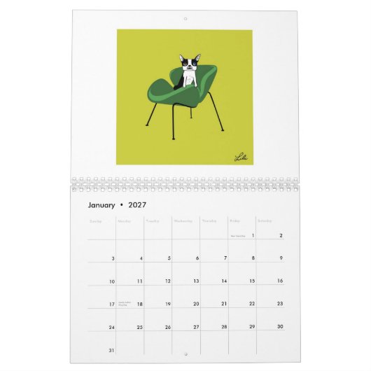 Mural *reprinted* 2015 de calendrier de boogie de la (Jan 2027)