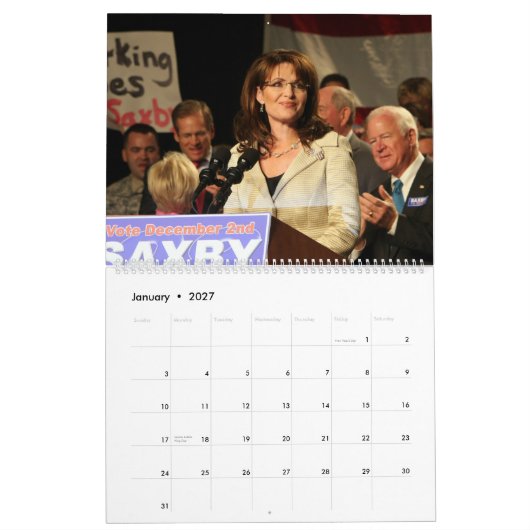 Mural Sarah Palin - calendrier perpétuel (Jan 2027)
