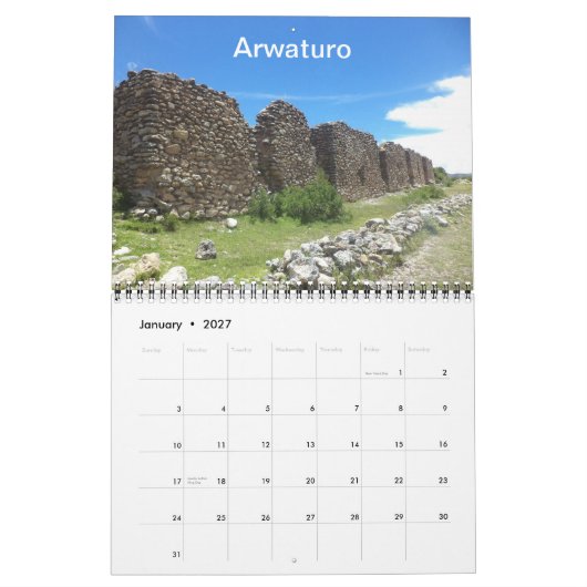 Mural Sites archéologiques de calendrier du Pérou (Jan 2027)