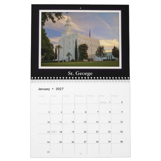 Mural Temples 2015 de l'Utah LDS calendrier de 15 mois (Jan 2027)
