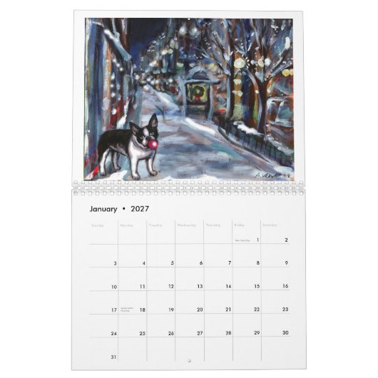 Mural Terriers de Boston par le calendrier d'Angie 2011 (Jan 2027)