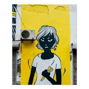 Murals angry Girl Painting Street Perfect Poster