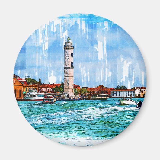 Murano Lighthouse, Venetië, Italië. Magneet (Voorkant)