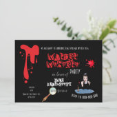 Murder Mystery Birthday Party Black Elegant Aankondiging (Staand voorkant)