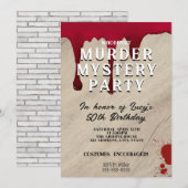 Murder Mystery Dinner Invitation – Bloody Whodunit Kaart (Voorkant / Achterkant)