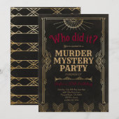 Murder Mystery Game Birthday Party Invitation Kaart (Voorkant / Achterkant)