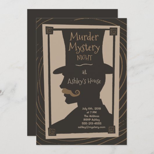 Murder Mystery Night - Uitnodiging (Voorkant / Achterkant)