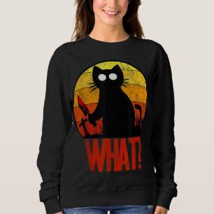Murderous Black Psycho Cute Cat What Knife Christm Trui