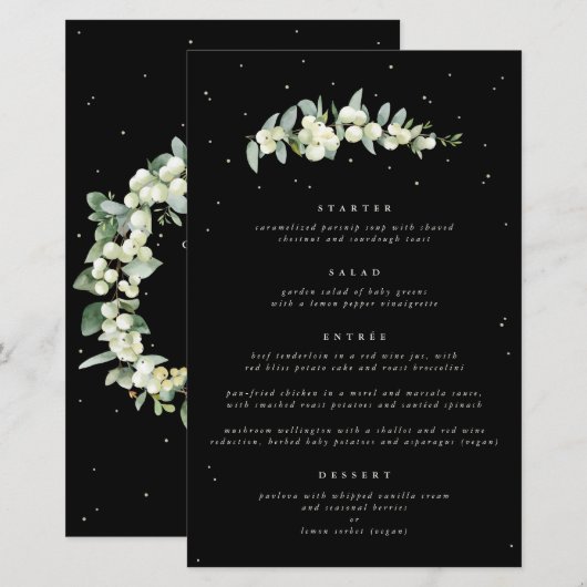 Mûre de Black + Eucalyptus Menu de mariage à 4 pla (Devant / Derrière)