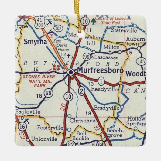 Murfreesboro kaart keramisch ornament (Voorkant)