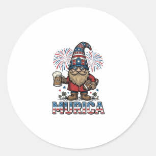 Murica Patriotische Kabouter Bier Vintage Shirt On Ronde Sticker