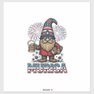 Murica Patriotische Kabouter Bier Vintage Shirt On Sticker