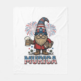 Murica Patriotische Kabouter Bier Vintage T-shirt  Fleece Deken