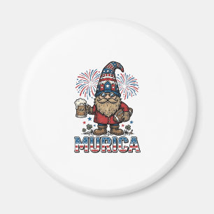 Murica Patriotische Kabouter Bier Vintage T-shirt Magneet