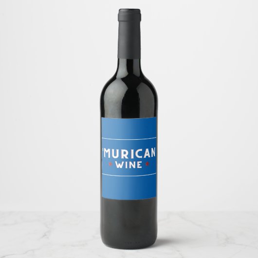 'Murican Wine (Blue) - 4 juli Wijnlabel Wijn Etiket (Voorkant)