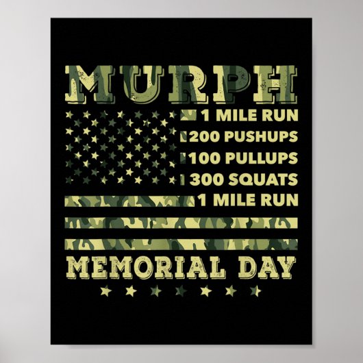 Murph 2021 Workout Challenge Amerikaans Memorial Poster (Voorkant)