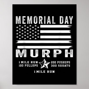 Murph Challenge Memorial Day Workout Gym US Vlag Poster