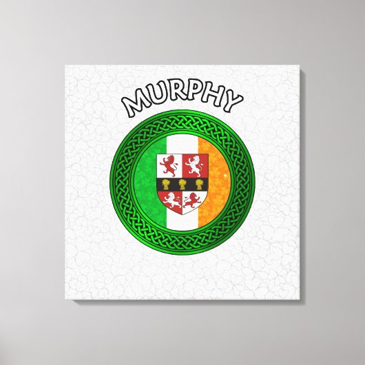 Murphy Crest & Celtic Knot on Shamrock Canvas Prin Afdruk (Voorkant)