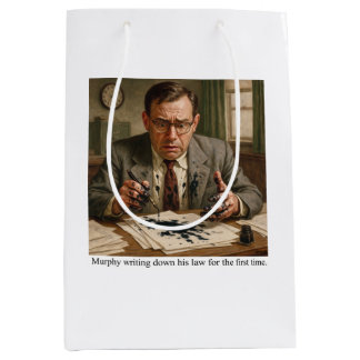 Murphy writing down his law for the first time. medium cadeauzakje